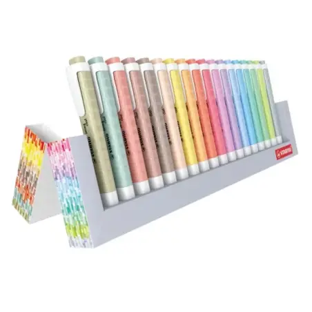 Stabilo Swing Cool Set de Mesa de 18 Marcadores Fluorescentes - Cuerpo Plano - Punta Biselada - Trazo entre 1 y 4mm - Tinta con