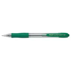 Pilot Boligrafo de Bola Retractil SuperGrip - Punta Redonda 1.0mm - Trazo 0.27mm - Tinta de Aceite - Grip Ergonomico - Color Ver