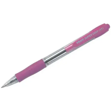 Pilot SuperGrip Boligrafo de Bola Retractil - Punta 1.0mm - Trazo 0.27mm - Tinta de Aceite - Grip Ergonomico - Color Rosa | Ahor