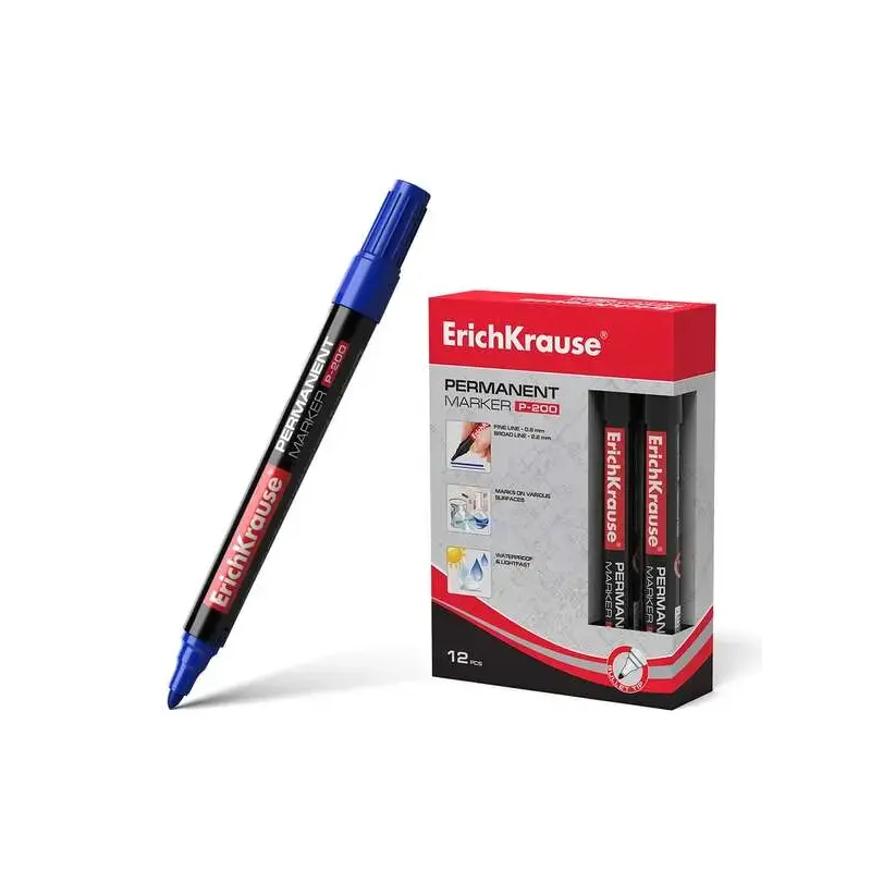 Erichkrause Marcador Permanente P-200 - Punta en Forma de Bala - Resistente al Agua y a los Rayos UV - Color Azul | Ahorro Impri