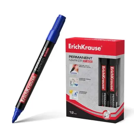 Erichkrause Marcador Permanente P-200 - Punta en Forma de Bala - Resistente al Agua y a los Rayos UV - Color Azul | Ahorro Impri