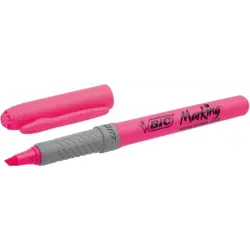 Bic Highlighter Grip Marcador Fluorescente - Tinta con Base de Agua - Punta Biselada - Trazo entre 1.60 y 3.30 mm - Color Rosa |