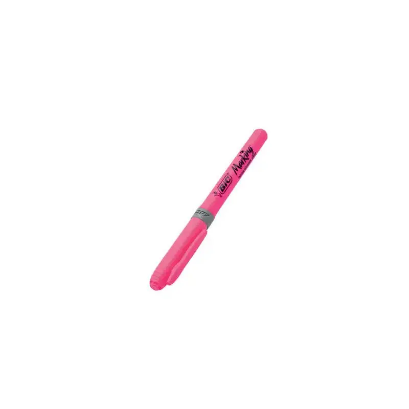 Bic Highlighter Grip Marcador Fluorescente - Tinta con Base de Agua - Punta Biselada - Trazo entre 1.60 y 3.30 mm - Color Rosa |