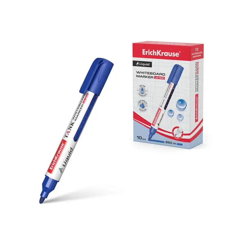 Erichkrause Liquid LW-600 Marcador de Pizarra Blanca - Tinta Liquida a Base de Alcohol - Punta en Forma de Bala - Ancho de Linea