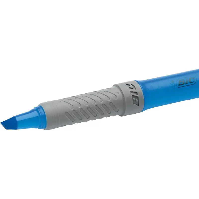 Bic Highlighter Grip Marcador Fluorescente - Tinta con Base de Agua - Punta Biselada - Trazo entre 1.60 y 3.30 mm - Color Azul |