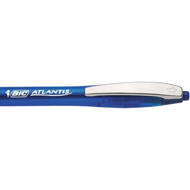 Bic Atlantis Soft Boligrafo Retractil con Clip Metalico - Punta de 1mm - Cuerpo Transparente con Grip - Color Azul | Ahorro Impr