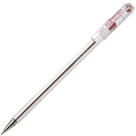 Pentel SuperB Boligrafo de Bola - Punta Fina 0.7mm - Trazo 0.35mm - Tinta con Base de Aceite - Color Rojo | Ahorro Imprimiendo