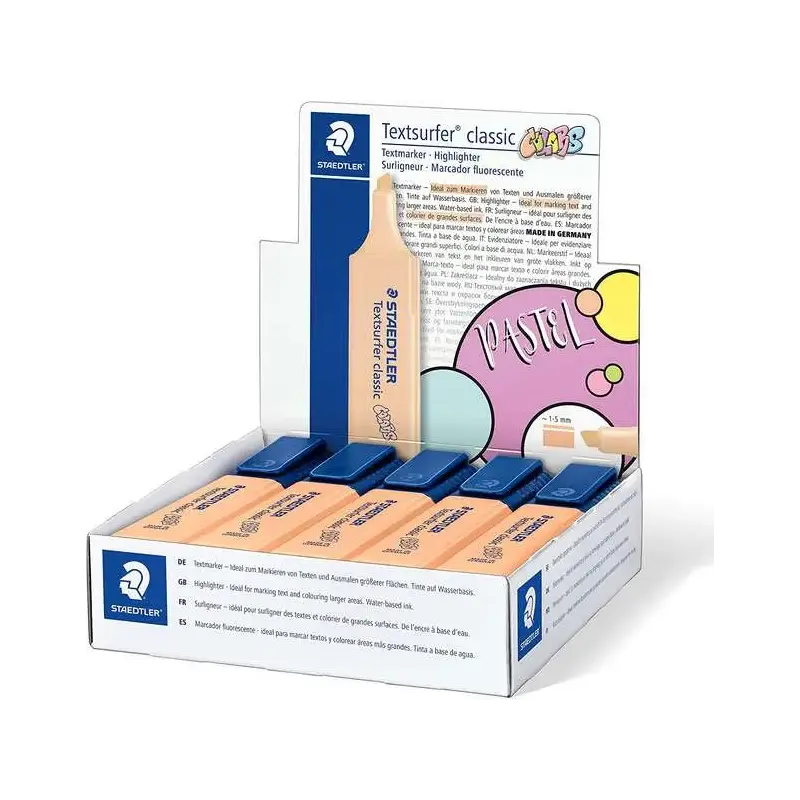 Staedtler Textsurfer Classic 364 Pastel Marcador Fluorescente - Punta Biselada - Trazo entre 1 - 5mm - Tinta con Base de Agua -