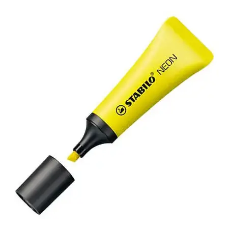 Stabilo Neon 72 Marcador Fluorescente - Trazo entre 2 y 5mm - Tinta con Base de Agua - Cuerpo en Forma de Tubo - Color Amarillo