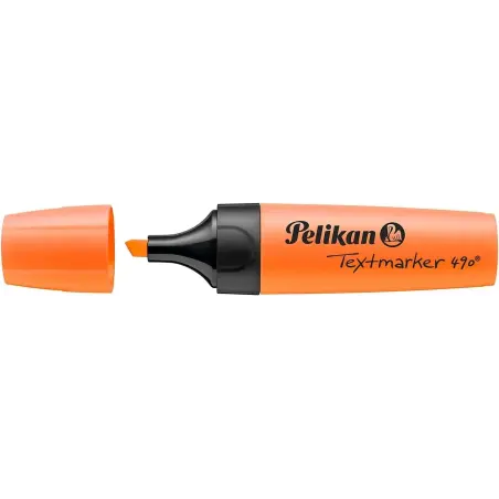 Pelikan Subrayador Textmarker 490 - Base de Agua - 3 Anchos de Trazo - Color Naranja Fluorescente | Ahorro Imprimiendo