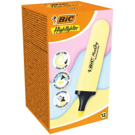 Bic Marking Highlighter Flat Marcador Fluorescente - Punta Biselada - Trazo entre 1.20 y 4.60 mm - Tinta con Base de Agua - Colo