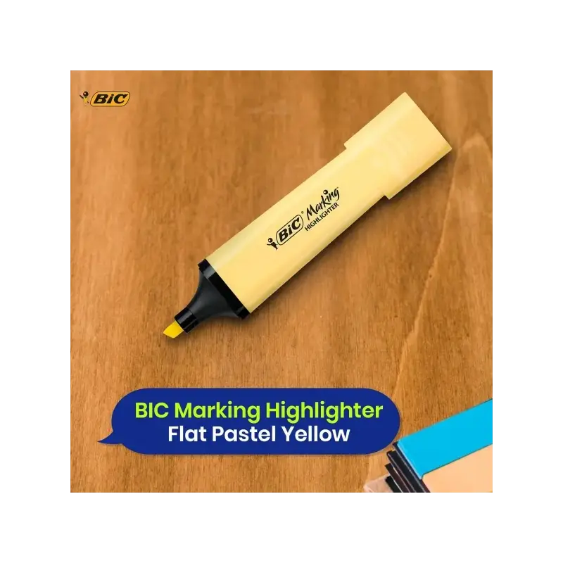 Bic Marking Highlighter Flat Marcador Fluorescente - Punta Biselada - Trazo entre 1.20 y 4.60 mm - Tinta con Base de Agua - Colo