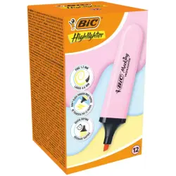 Bic Marking Highlighter Flat Marcador Fluorescente - Punta Biselada - Trazo entre 1.20 y 4.60 mm - Tinta con Base de Agua - Colo