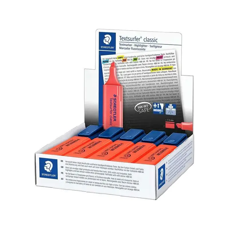 Staedtler Textsurfer Classic 364 Marcador Fluorescente - Punta Biselada - Trazo entre 1 - 5mm - Tinta con Base de Agua - Color R