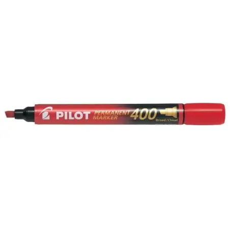Pilot Rotulador Permanente 400 - Punta Biselada 4,5mm - Trazo 4mm - Color Rojo | Ahorro Imprimiendo