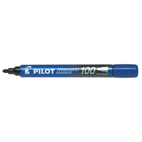 Pilot Rotulador Permanente 100 - Punta Fina de Bala 4,5mm - Trazo 1mm - Color Azul | Ahorro Imprimiendo