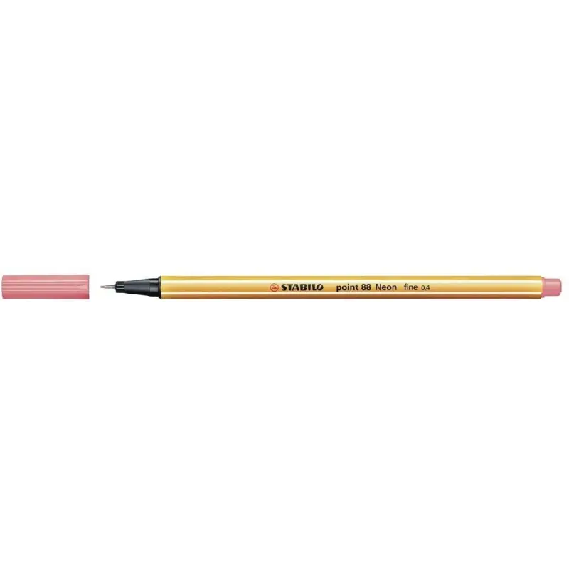 Stabilo Point 88 Rotulador de Punta Fina de Fibra - Trazo de 0.4 mm - Tinta con Base de Agua - Color Rojo Neon | Ahorro Imprimie