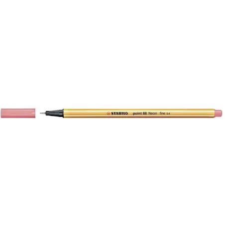 Stabilo Point 88 Rotulador de Punta Fina de Fibra - Trazo de 0.4 mm - Tinta con Base de Agua - Color Rojo Neon | Ahorro Imprimie