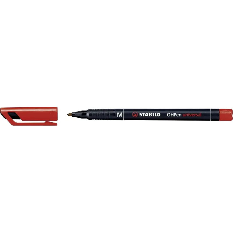 Stabilo OHPen Rotulador Permanente - Punta Media - Trazo de 1mm - Agarre Antideslizante - Tapon Ventilado - Color Rojo | Ahorro
