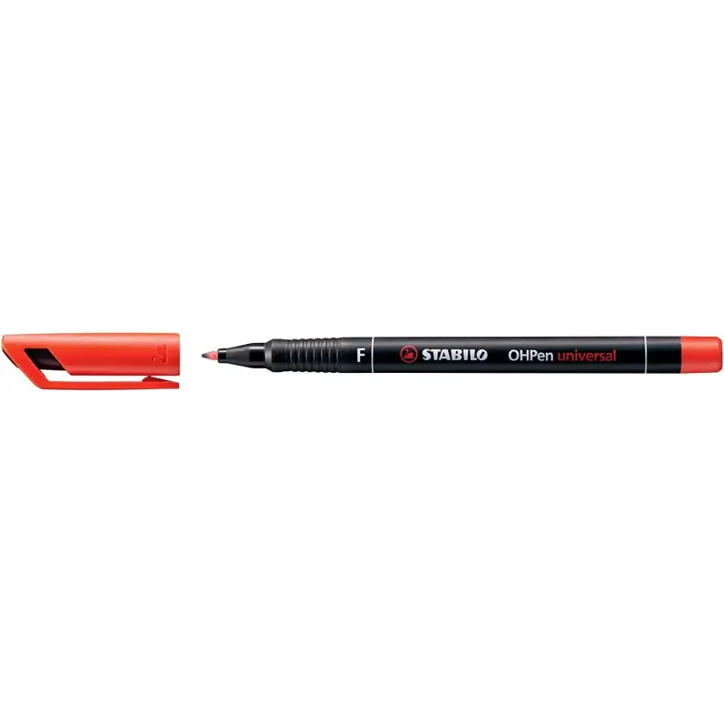 Stabilo OHPen Rotulador Permanente - Punta Fina - Trazo de 0.7mm - Agarre Antideslizante - Tapon Ventilado - Color Rojo | Ahorro