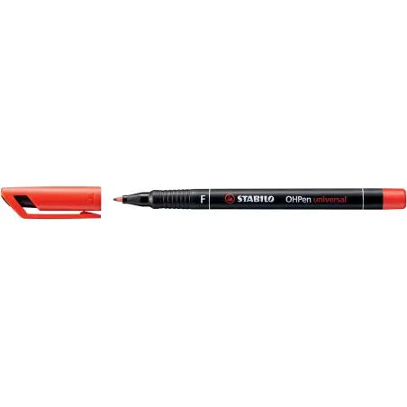 Stabilo OHPen Rotulador Permanente - Punta Fina - Trazo de 0.7mm - Agarre Antideslizante - Tapon Ventilado - Color Rojo | Ahorro
