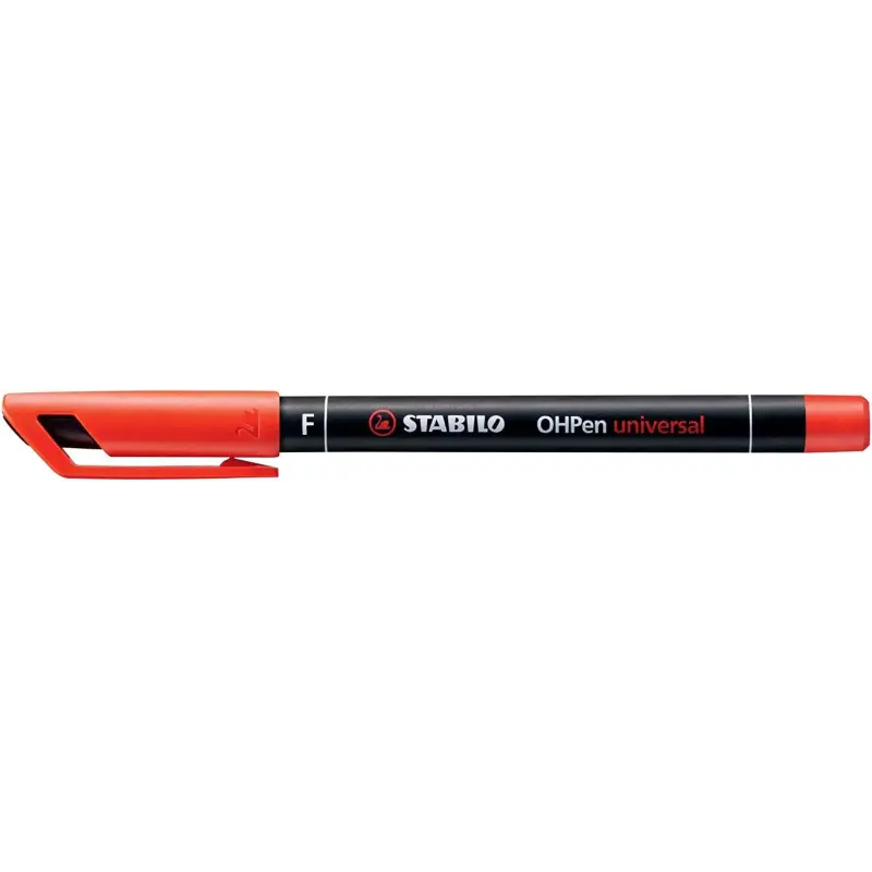 Stabilo OHPen Rotulador Permanente - Punta Fina - Trazo de 0.7mm - Agarre Antideslizante - Tapon Ventilado - Color Rojo | Ahorro
