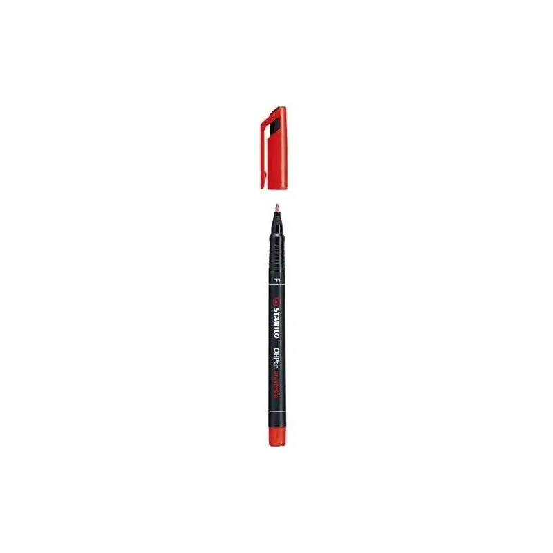 Stabilo OHPen Rotulador Permanente - Punta Fina - Trazo de 0.7mm - Agarre Antideslizante - Tapon Ventilado - Color Rojo | Ahorro