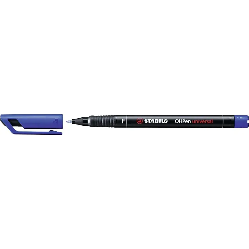 Stabilo OHPen Rotulador Permanente - Punta Fina - Trazo de 0.7mm - Agarre Antideslizante - Tapon Ventilado - Color Azul | Ahorro