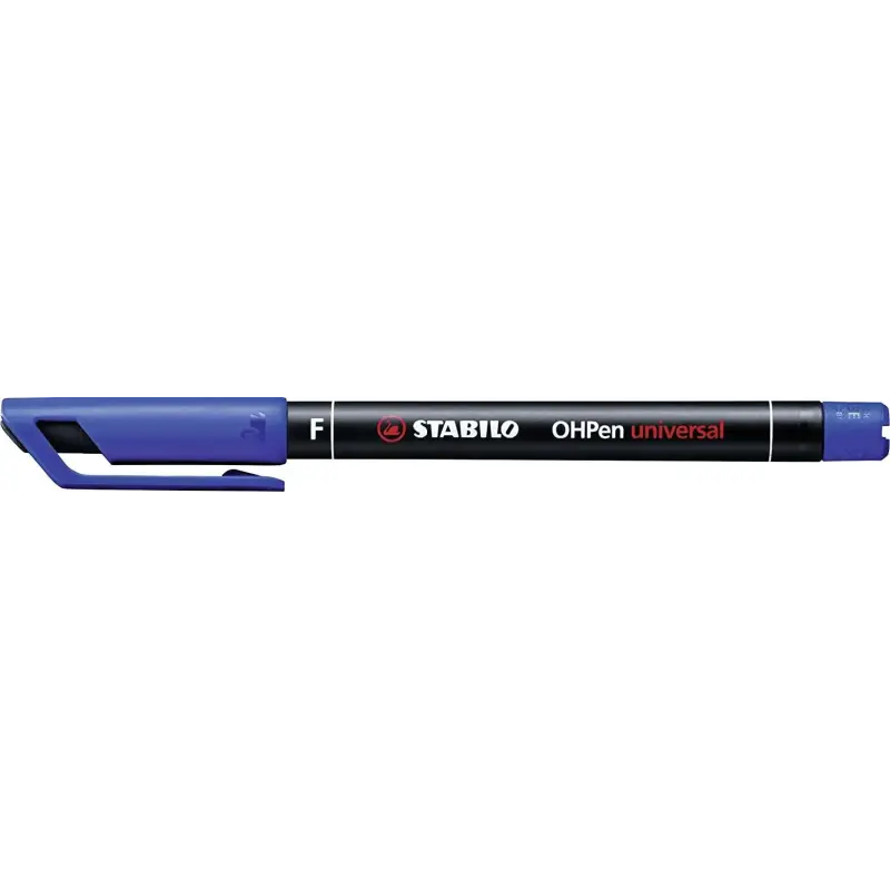 Stabilo OHPen Rotulador Permanente - Punta Fina - Trazo de 0.7mm - Agarre Antideslizante - Tapon Ventilado - Color Azul | Ahorro