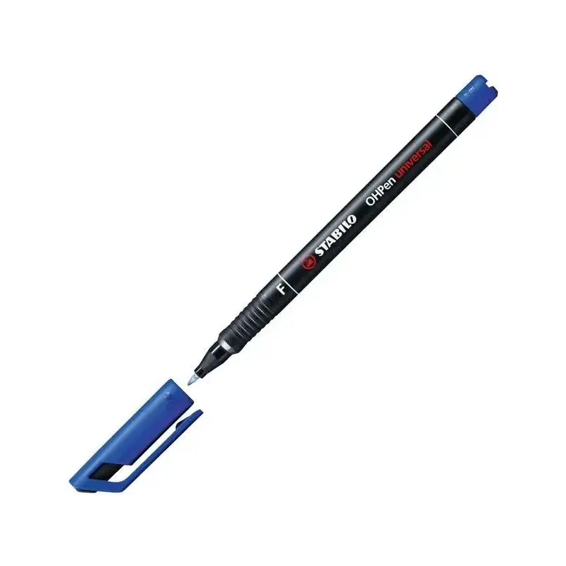 Stabilo OHPen Rotulador Permanente - Punta Fina - Trazo de 0.7mm - Agarre Antideslizante - Tapon Ventilado - Color Azul | Ahorro