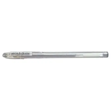 Pilot Boligrafo de Gel G1 - Recargable - Punta de Bola 0.7mm - Trazo 0.32mm - Cuerpo Transparente - Color Plata | Ahorro Imprimi