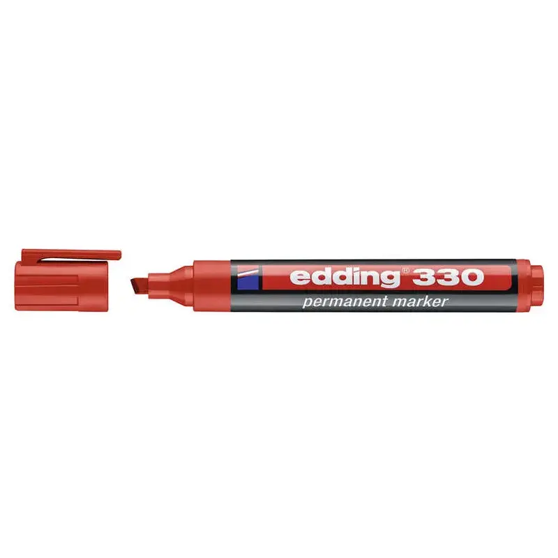 Edding 330 Rotulador Permanente - Punta Biselada - Trazo entre 1 y 5 mm. - Tinta casi Inodora - Capuchon con Clip - Secado Rapid