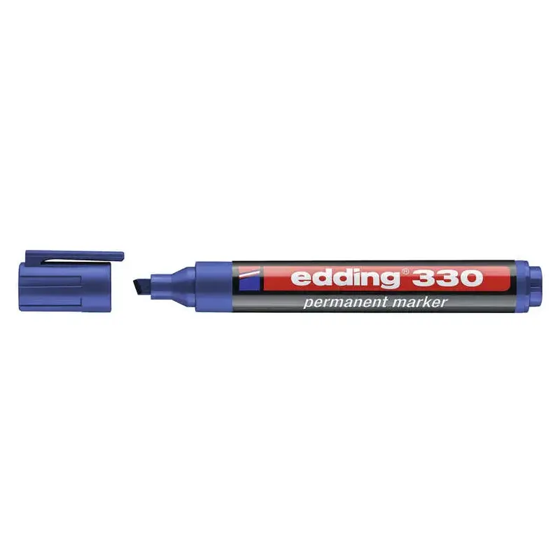 Edding 330 Rotulador Permanente - Punta Biselada - Trazo entre 1 y 5 mm. - Tinta casi Inodora - Capuchon con Clip - Secado Rapid