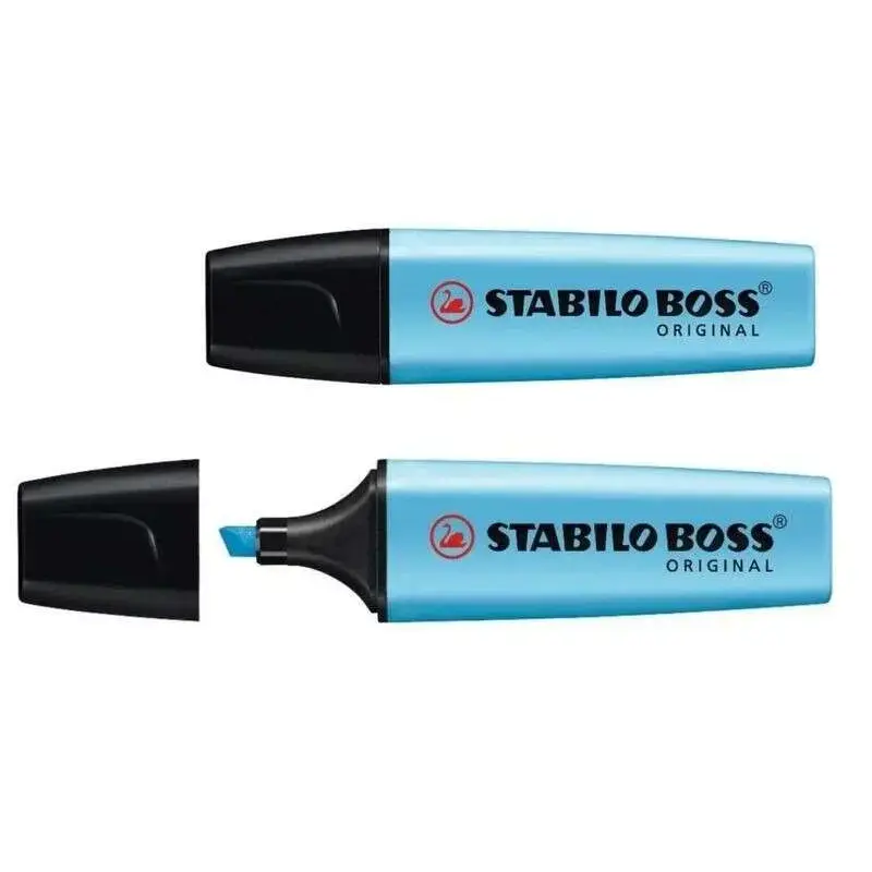 Stabilo Boss 70 Rotulador Marcador Fluorescente - Trazo entre 2 y 5mm - Recargable - Tinta con Base de Agua - Color Azul Fluores