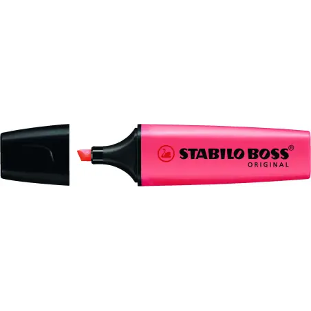 Stabilo Boss 70 Rotulador Marcador Fluorescente - Trazo entre 2 y 5mm - Recargable - Tinta con Base de Agua - Color Rojo Fluores