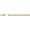 Bic Cristal Shine Boligrafo de Bola - Punta Media de 1.0mm - Tinta con Base de Aceite - Elegante Cuerpo Dorado - Color Azul | Ah