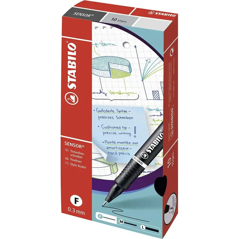 Stabilo Sensor Rotulador de Punta Fina Amortiguada - Trazo de 0.3mm - Color Negro | Ahorro Imprimiendo
