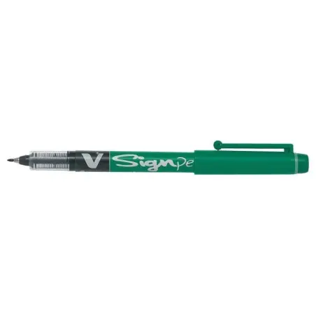 Pilot Rotulador de Punta Fina V-Sign Pen - Punta Fina de 2mm - Trazo de 0.6mm - Color Verde | Ahorro Imprimiendo