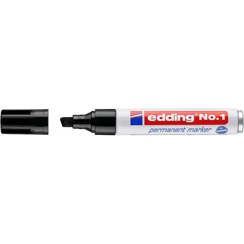 Edding Nº1 Rotulador Permanente - Punta Biselada - Trazo entre 1 y 5 mm. - Recargable - Secado Instantaneo - Color Negro | Ahorr