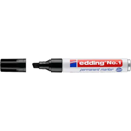 Edding Nº1 Rotulador Permanente - Punta Biselada - Trazo entre 1 y 5 mm. - Recargable - Secado Instantaneo - Color Negro | Ahorr