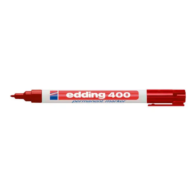 Edding 400 Rotulador Permanente - Punta Redonda - Trazo 1 mm. - Recargable - Secado Rapido - Color Rojo | Ahorro Imprimiendo
