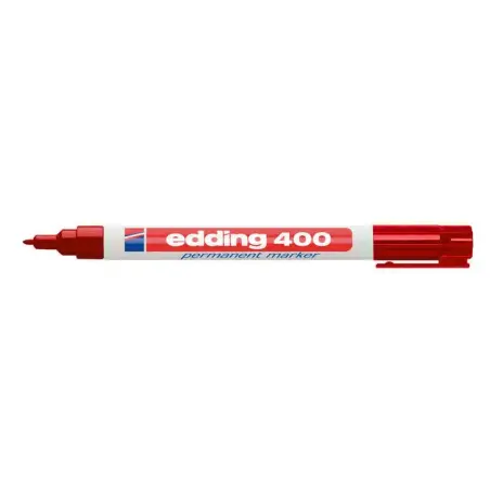 Edding 400 Rotulador Permanente - Punta Redonda - Trazo 1 mm. - Recargable - Secado Rapido - Color Rojo | Ahorro Imprimiendo