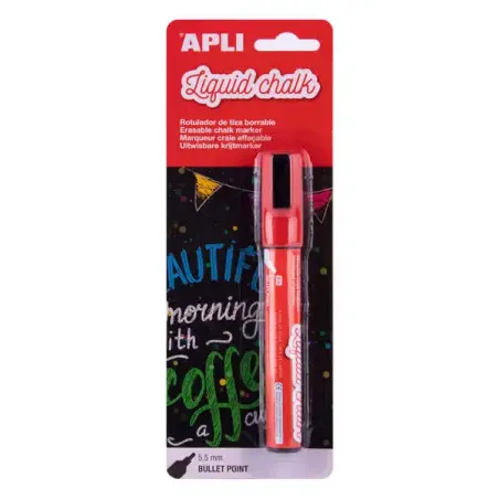Apli Rotulador de Tiza Liquida - Punta Redonda de 5.5mm - Facil de Borrar con Paño Humedo - Secado Rapido y Uso Sencillo - Base