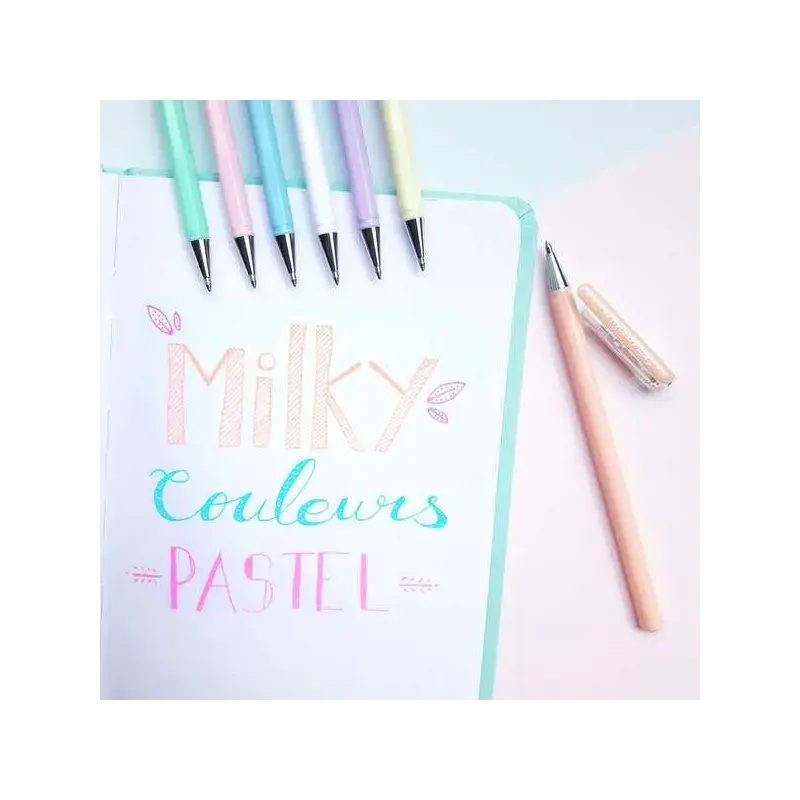 Pentel Hybrid Milky Boligrafo de Bola - Punta Fina 0.8mm - Trazo 0.4mm - Tinta de Gel Opaca - Color Naranja Pastel | Ahorro Impr