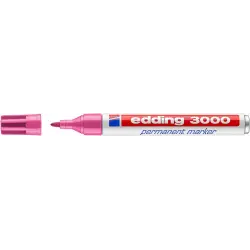 Edding 3000 Rotulador Permanente - Punta Redonda de 1.5mm - Trazo entre 1.5 y 3mm - Recargable - Secado Rapido - Color Rosa | Ah