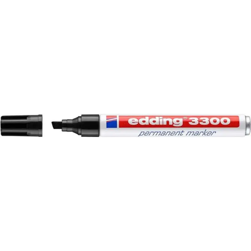Edding 3300 Rotulador Permanente - Punta Biselada - Trazo entre 1 y 5 mm. - Tinta Casi Inodora - Secado Rapido - Color Negro | A
