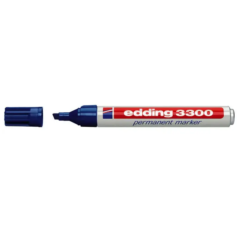 Edding 3300 Rotulador Permanente - Punta Biselada - Trazo entre 1 y 5 mm. - Tinta Casi Inodora - Secado Rapido - Color Azul | Ah