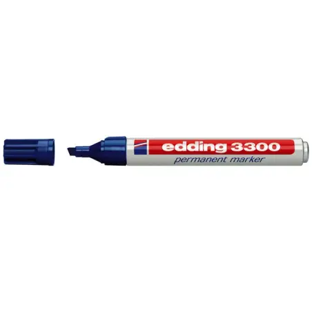 Edding 3300 Rotulador Permanente - Punta Biselada - Trazo entre 1 y 5 mm. - Tinta Casi Inodora - Secado Rapido - Color Azul | Ah