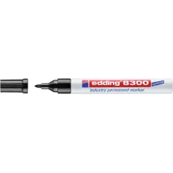 Edding 8300 Rotulador Permanente Industrial - Punta Redonda 1.5-3mm - Tinta Resistente al Desgaste, Roce y Luz - Color Negro | A