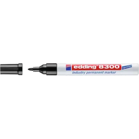 Edding 8300 Rotulador Permanente Industrial - Punta Redonda 1.5-3mm - Tinta Resistente al Desgaste, Roce y Luz - Color Negro | A